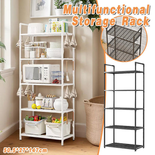 5Tiers Pot Storage Rack Pan Stand Saucepan Holder Cookware Organizer for Kitchen - Black