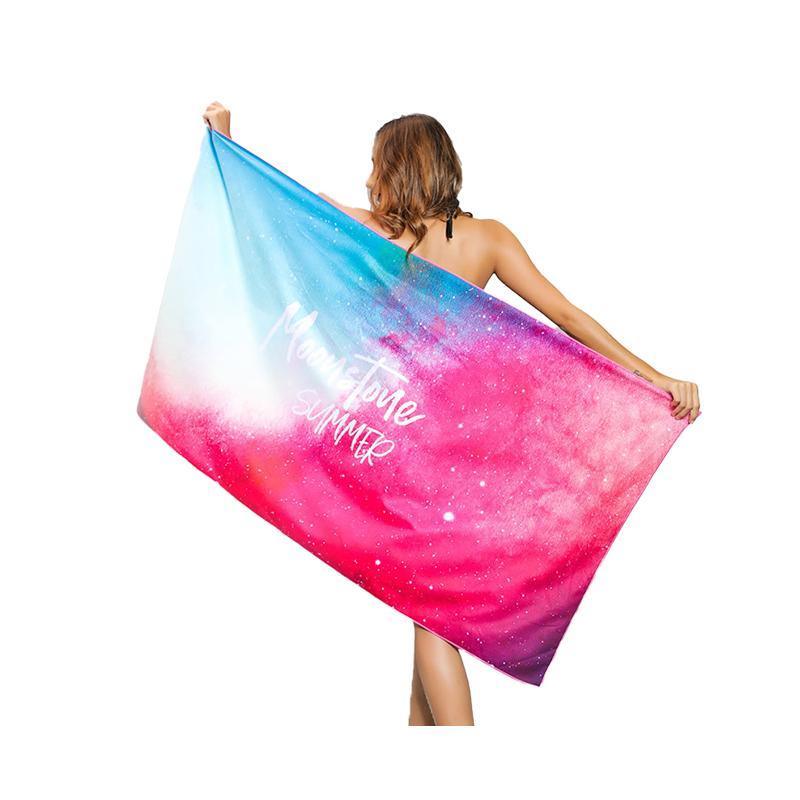 Sand Free XL Beach Towel + Bag Quick Dry Microfibre Compact Light Swimming - Pink flower leaf