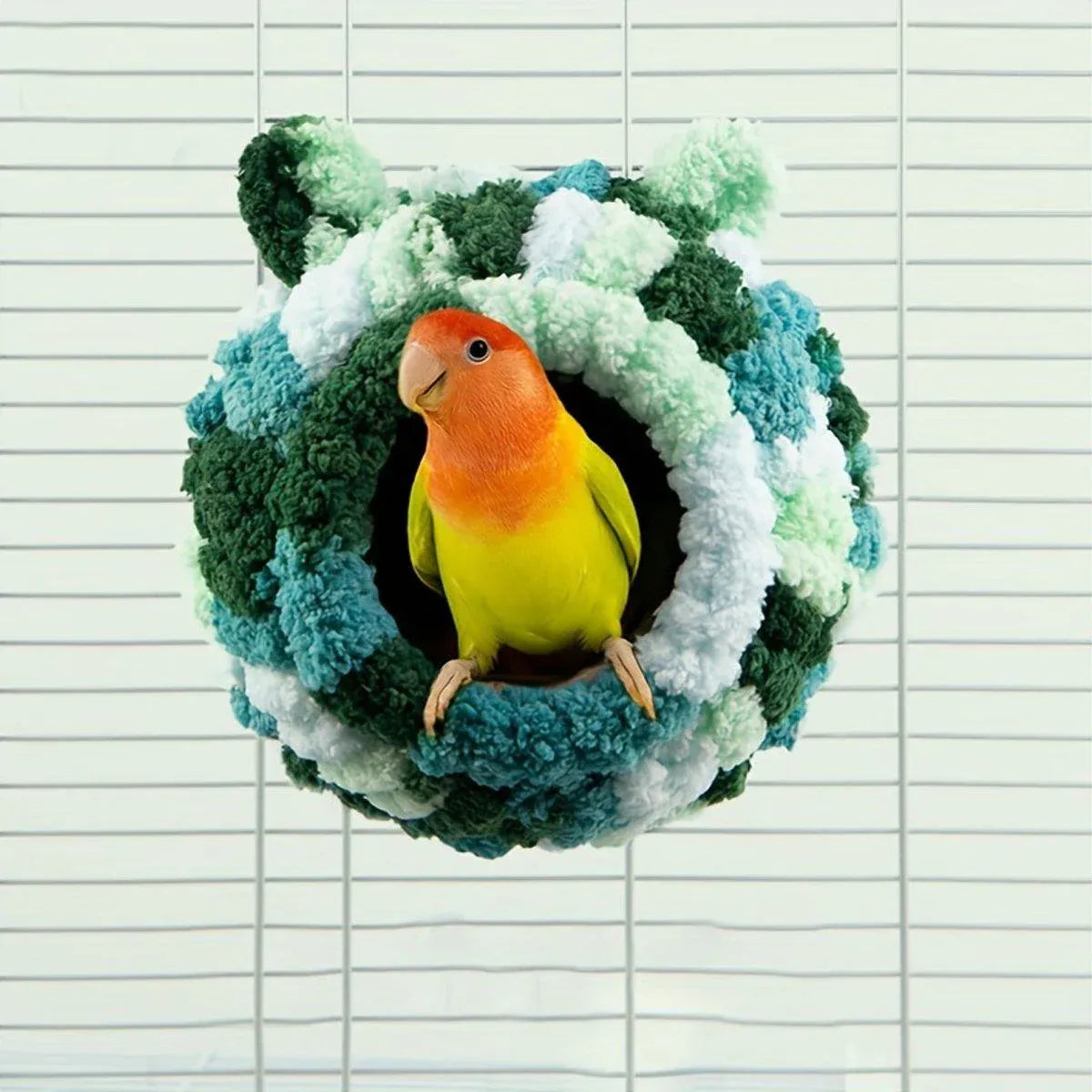 Hanging Warm Cotton Nest Hammock Cozy Bed for Parrots and Other Bird Species - Pink