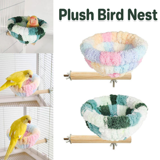 Parrot Winter Warm Nest Fluffy Cotton Hanging Bed Colourful Bird Cage House - Green