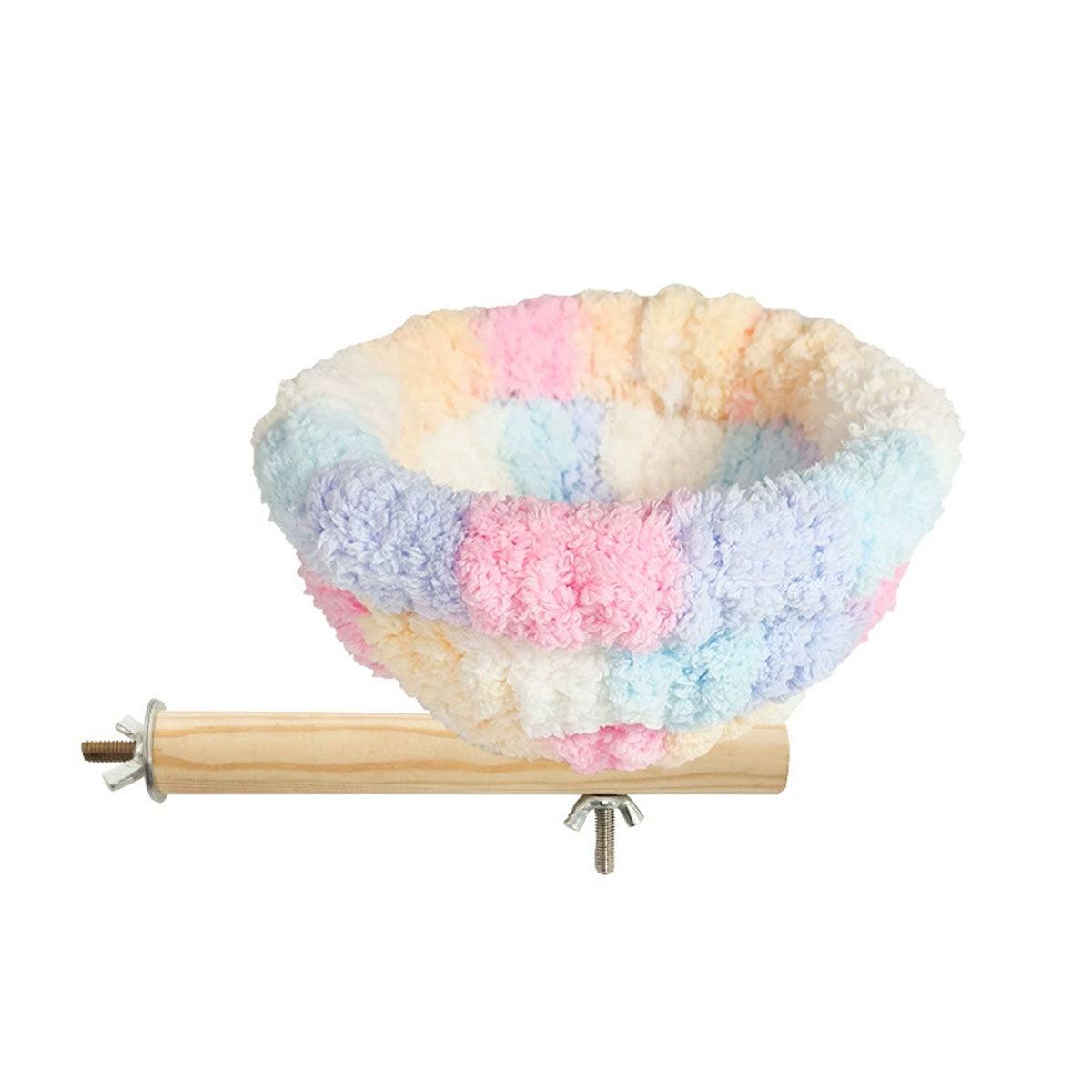 Parrot Winter Warm Nest Fluffy Cotton Hanging Bed Colourful Bird Cage House - Green