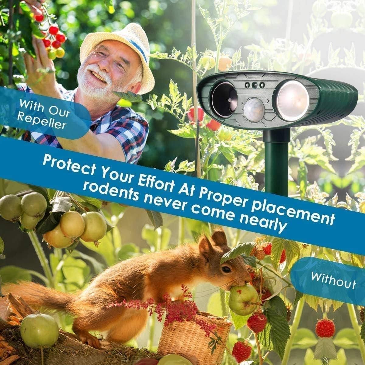 Solar Powered Ultrasonic Animal Bird Repeller Outdoor Pest Insect Control Device