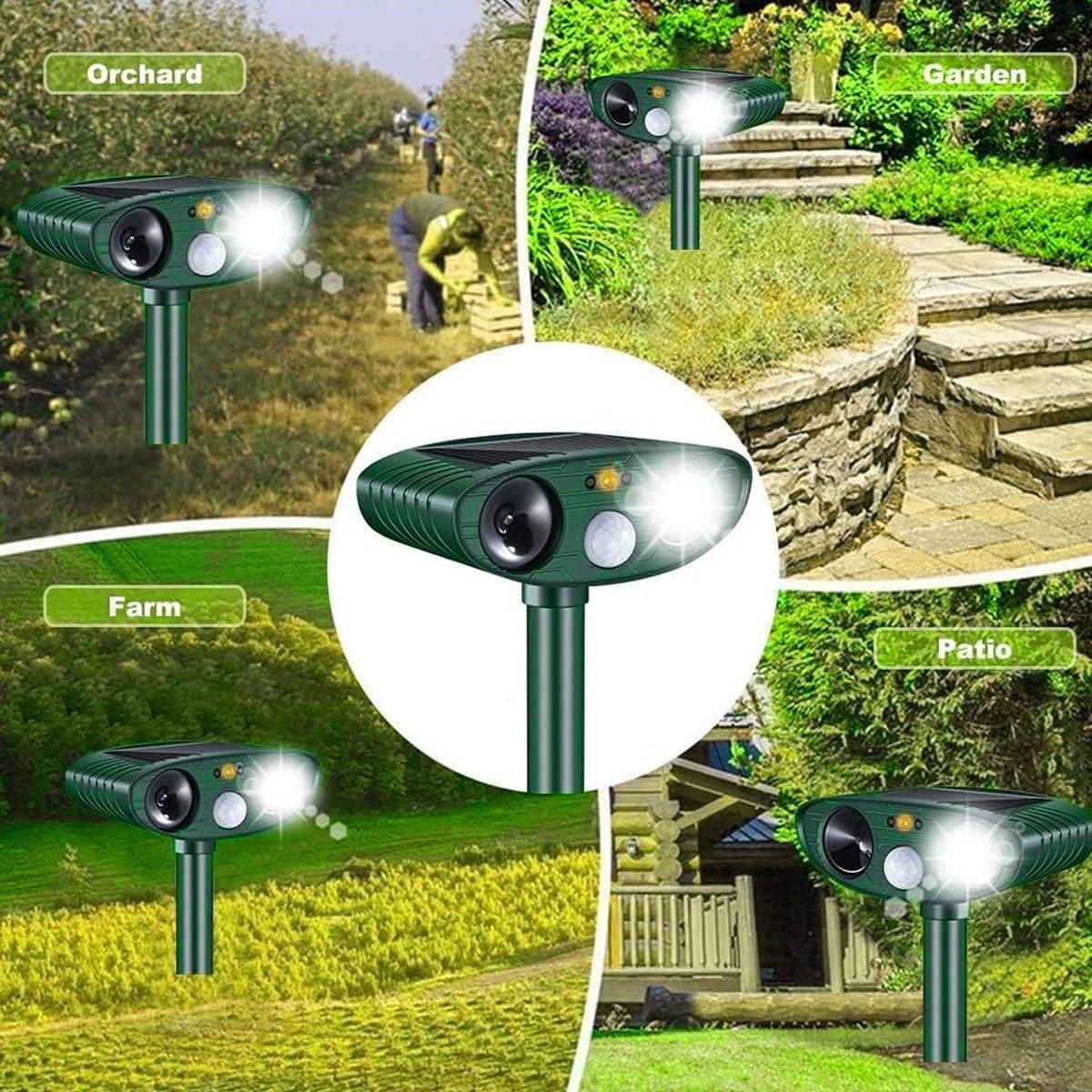 Solar Powered Ultrasonic Animal Bird Repeller Outdoor Pest Insect Control Device