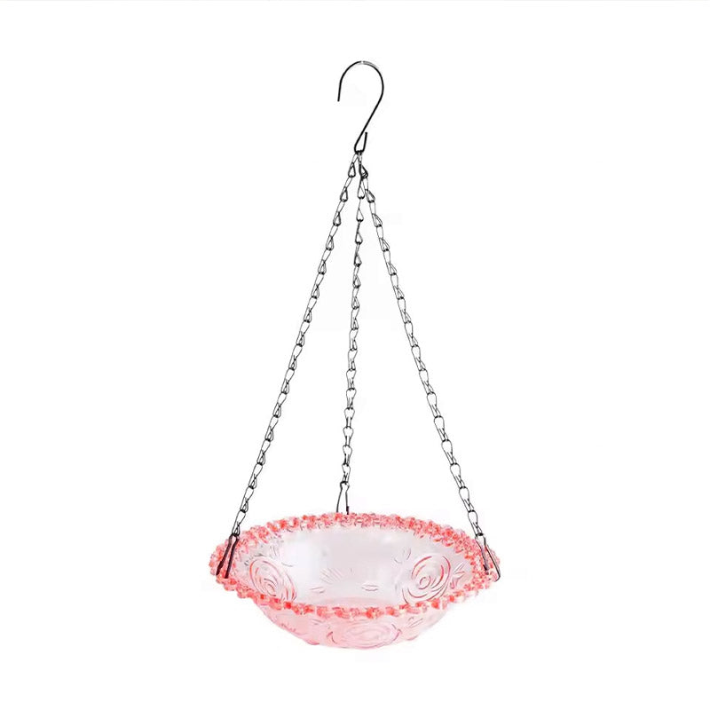 Balcony Bird Feeder Hanging Rail Mount Outdoor Suspended Feeding Station Garden - Purple