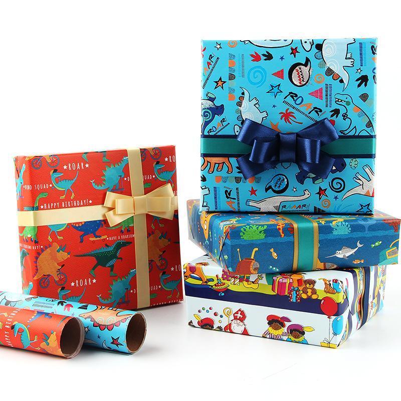 20pcs Cute Animal Cartoon Gift Wrapping Paper for Toys Bookskin and Crafts - Blue Dinosaurs-20PCS