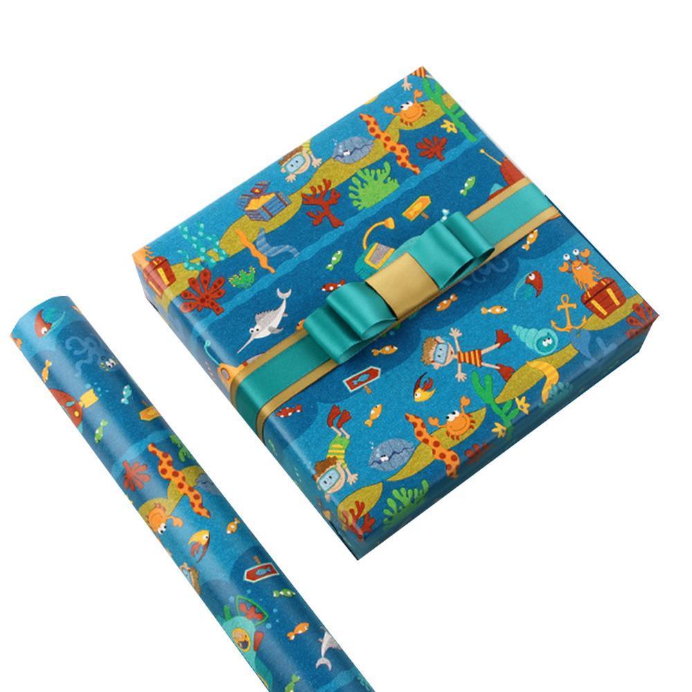 20pcs Cute Animal Cartoon Gift Wrapping Paper for Toys Bookskin and Crafts - Blue Dinosaurs-20PCS
