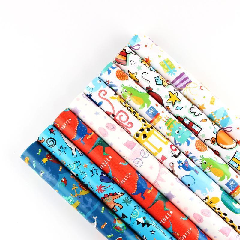 20pcs Cute Animal Cartoon Gift Wrapping Paper for Toys Bookskin and Crafts - Purple Car-20PCS