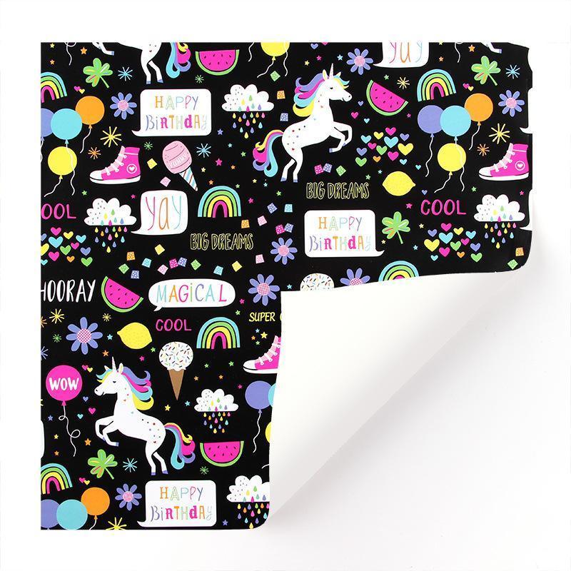 20pcs Cute Animal Cartoon Gift Wrapping Paper for Toys Bookskin and Crafts - Purple Car-20PCS