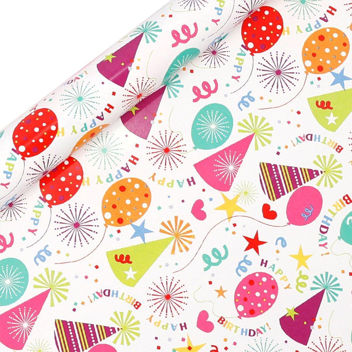 3 Pack Colorful Celebration with Premium Present Wrapping Paper - QQLW