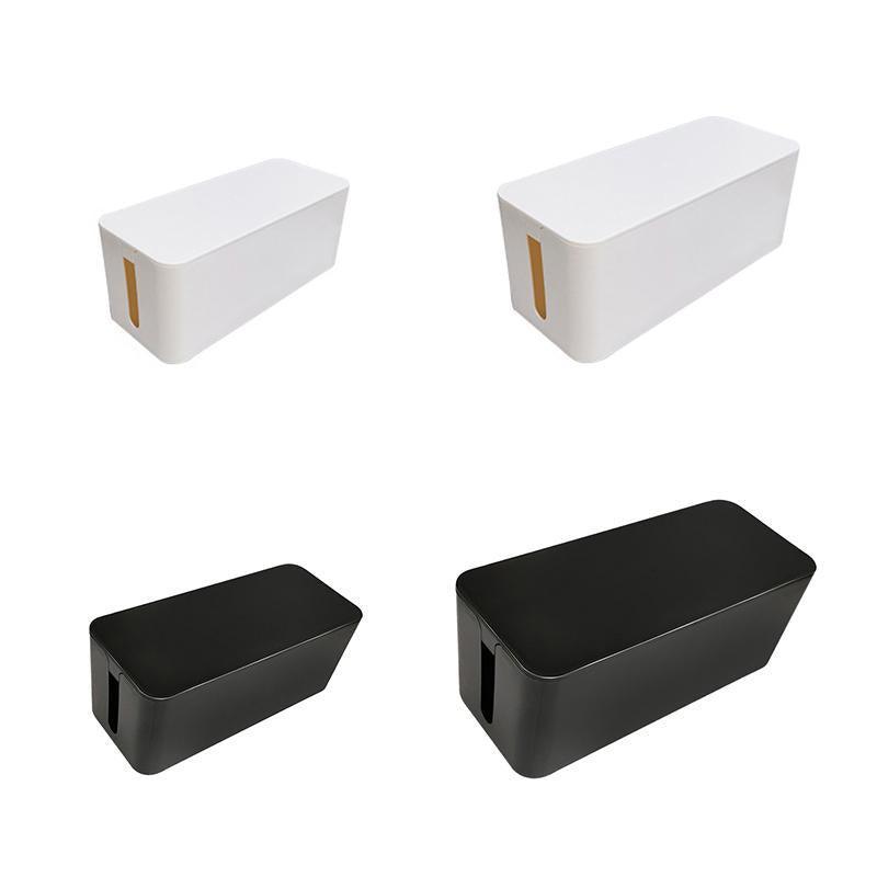 Large Cable Wire Storage Box Case Cord Management Socket Tidy Organizer with Lid - Black S