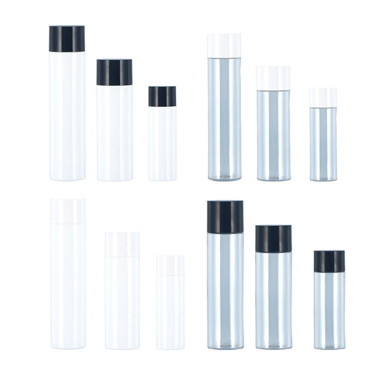 50/100/150ml Plastic Toner Lotion Bottles Refillable Travel Cosmetic Containers - Black Lid + Transparent Bottle - 50ml