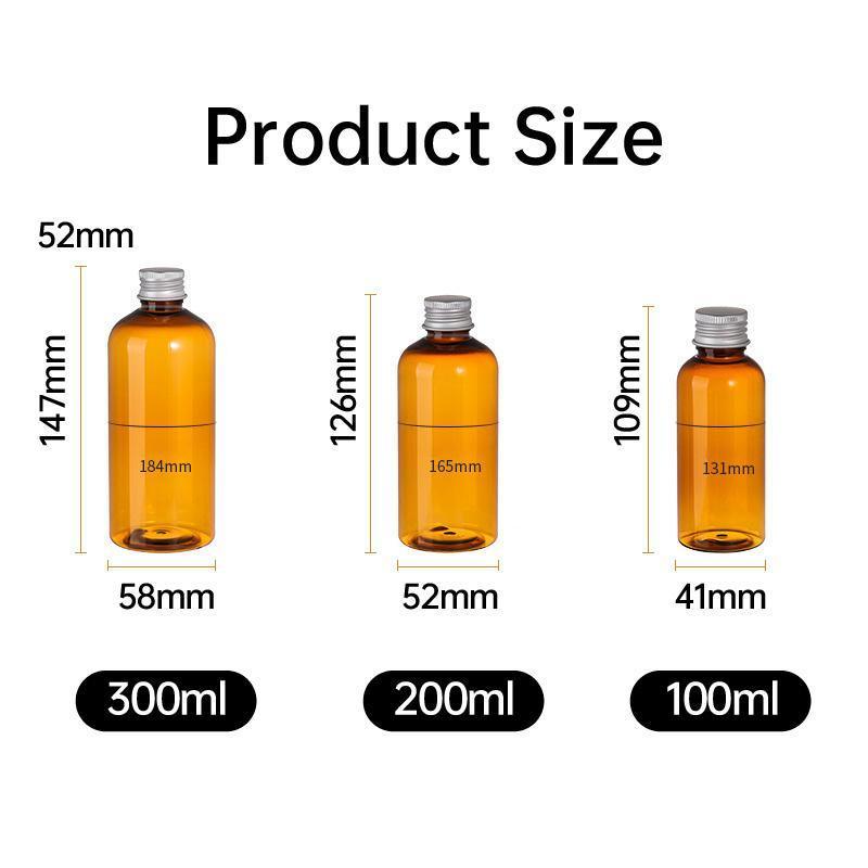20pcs Brown Transparent Cosmetic Bottles with Aluminum Lids for Packaging - Transparent-100ml