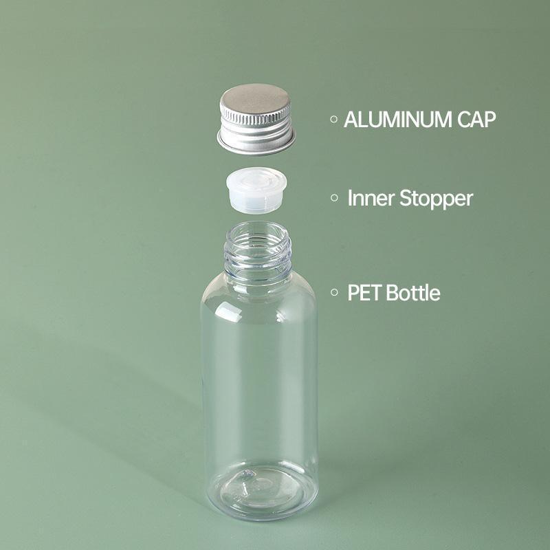 20pcs Brown Transparent Cosmetic Bottles with Aluminum Lids for Packaging - Transparent-100ml