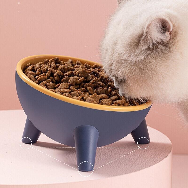Raised Cat Bowl Pet Feeder Pet Bowl Elevated Dog Bowls 15° Tilted Pet Water Bowl - Cherry Blossom Pink