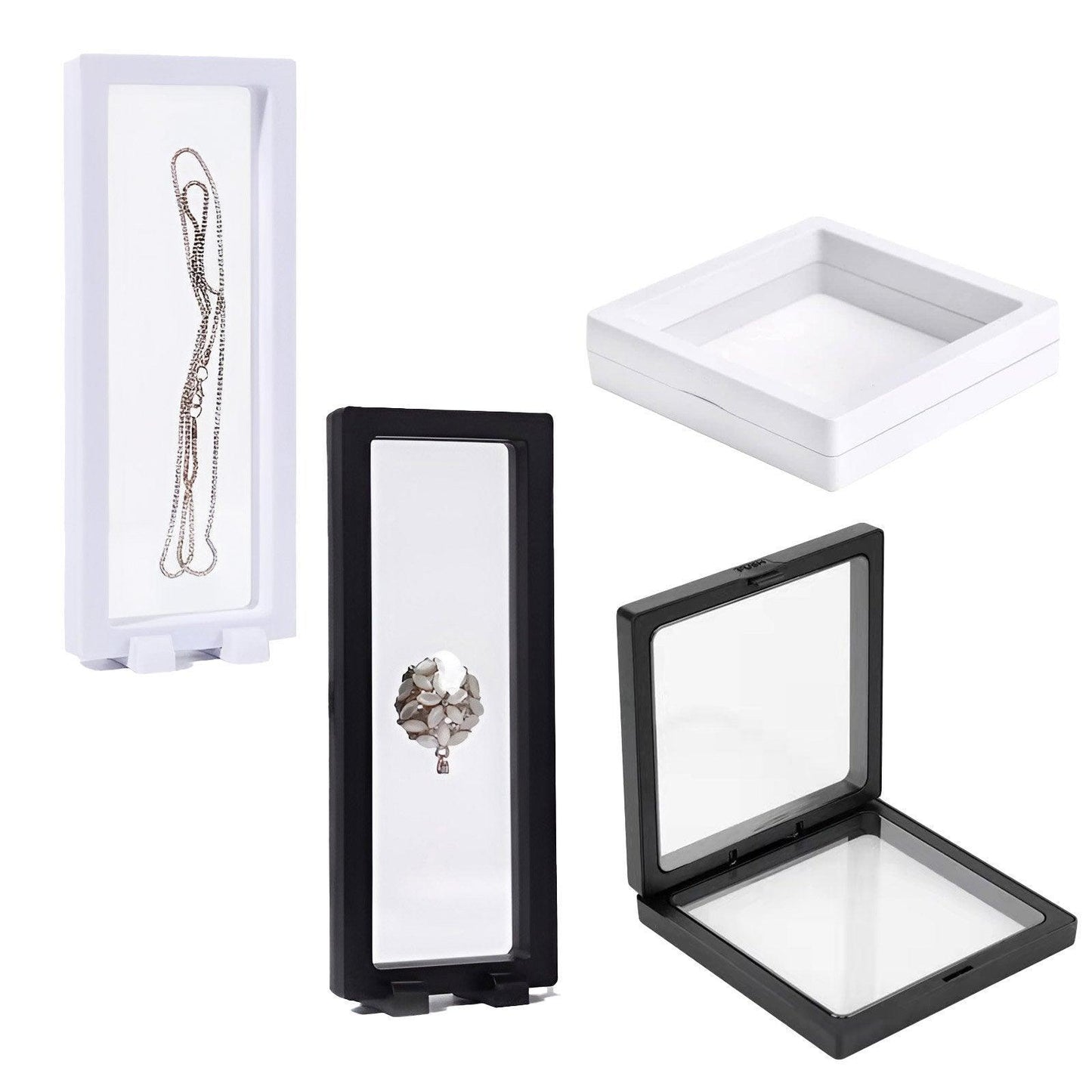 10pcs Transparent PE Film Display Box Jewelry Packaging Storage Box Container - 7-9-2-Black