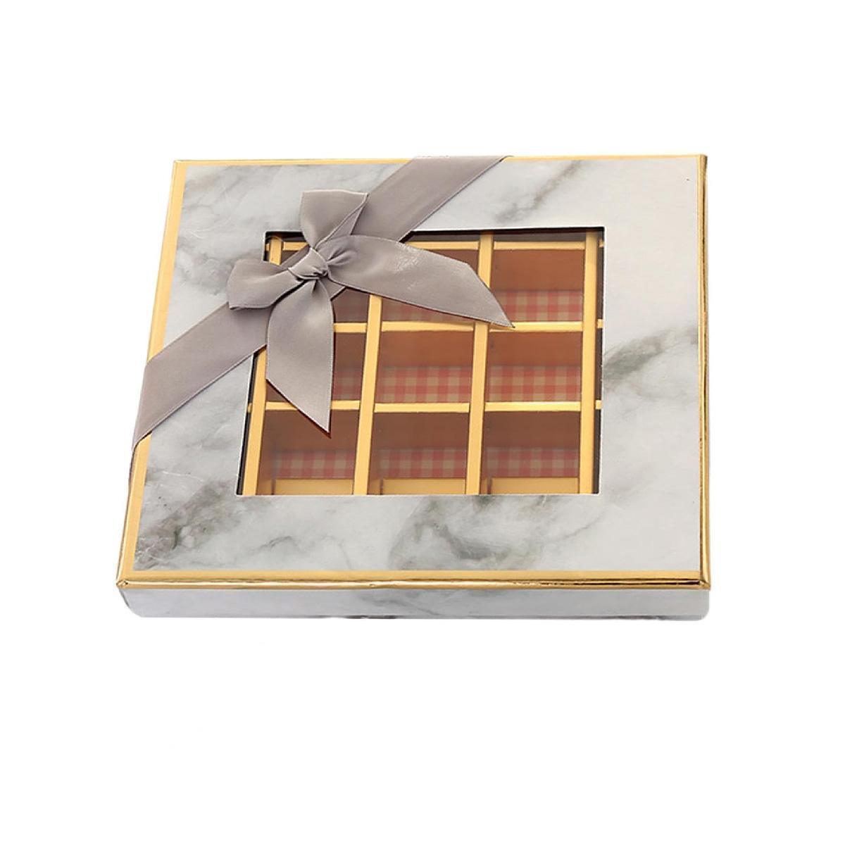 25X Valentines Day 9/12Grids Chocolate Box Gourmet Desserts Gift Display Window - Gray 9Grids-12-12-4-25pcs