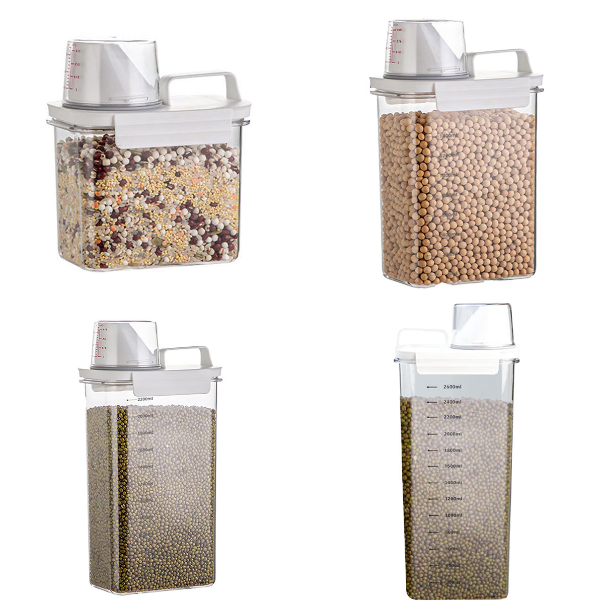 Sealed Household Grain Storage Box Transparent Rice Bucket Kitchen Storage - 2900ml