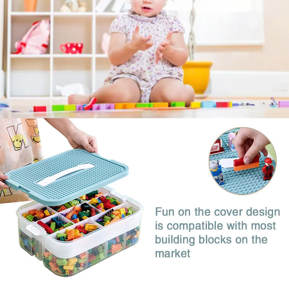 3Layer Storage Box Large Capacity Toy Organizer Building Block Storage Container - Yellow