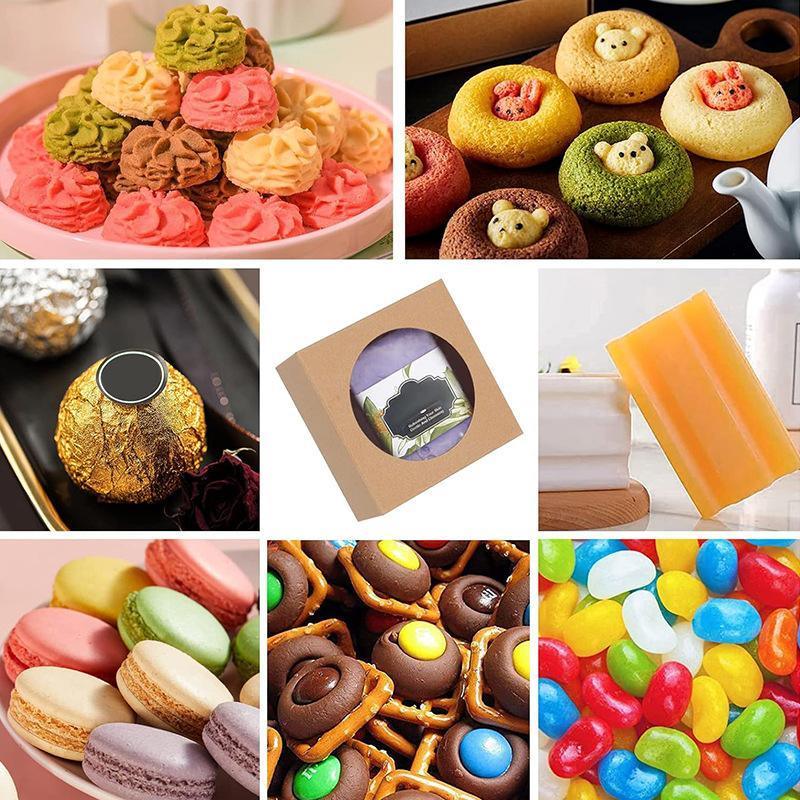 50PCS Handmade Soap Paper Box Round Window Kraft Black White Candy Biscuit Box - Khaki-50pcs 7.5*7.5*3CM