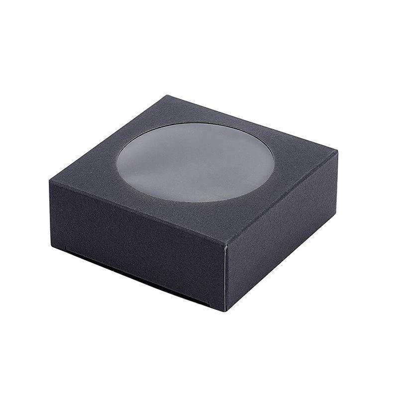 50PCS Handmade Soap Paper Box Round Window Kraft Black White Candy Biscuit Box - Khaki-50pcs 9.3*9.3*3.8CM