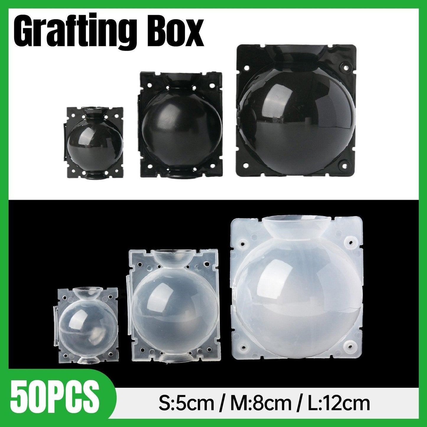 50pcs Plant Rooting Device High Pressure Grafting Box for Seedling Branch Garden - Clear L-50PCS