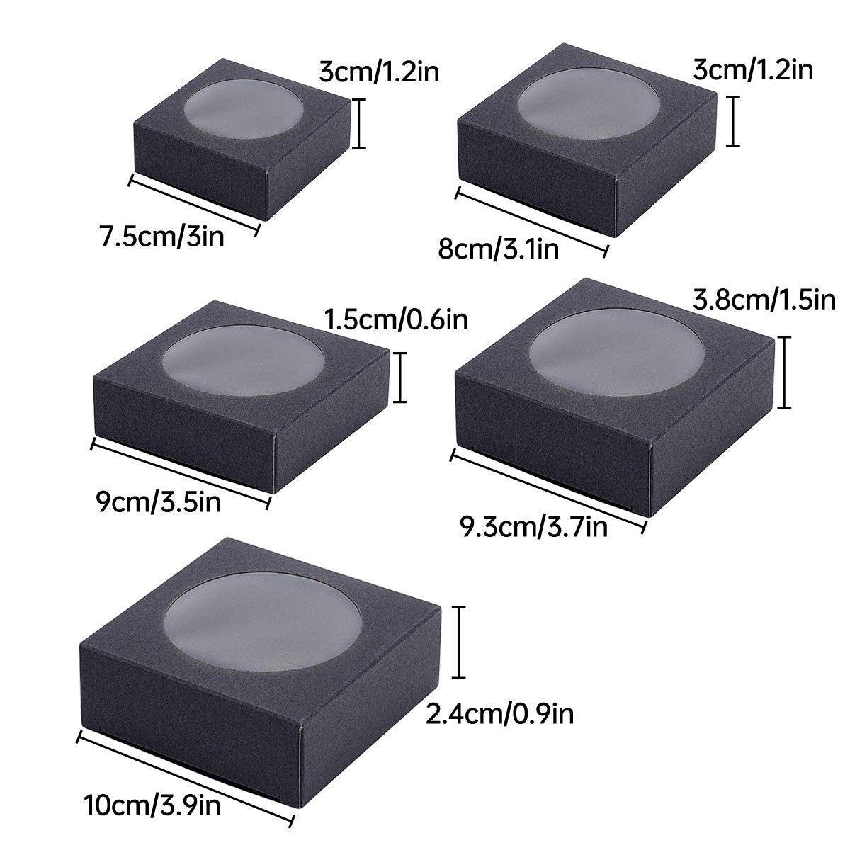50PCS Handmade Soap Paper Box Round Window Kraft Black White Candy Biscuit Box - White-50pcs 9*9*1.5CM