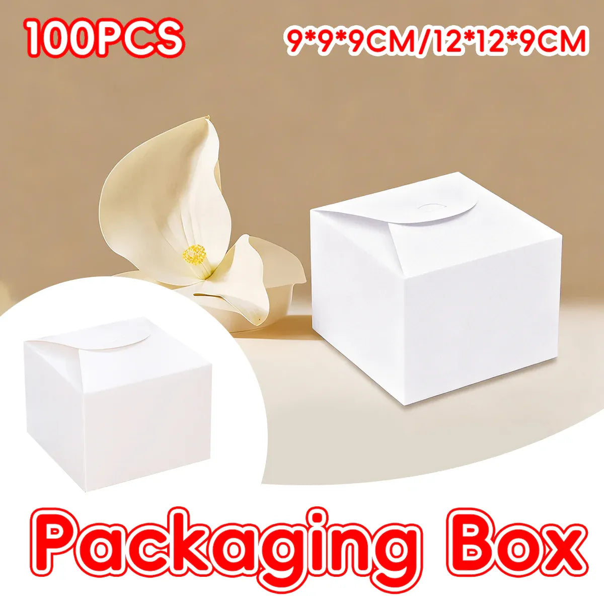 100PCS Kraft Paper Pastry Boxes Square Cake Boxes for Dessert and Bakery Packaging - S