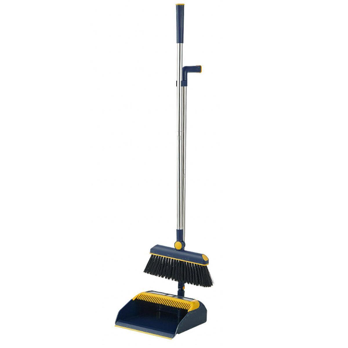 Folding Broom Dustpan Set Rotating Household Sweeping Hair Removal Cleaning Tool - White