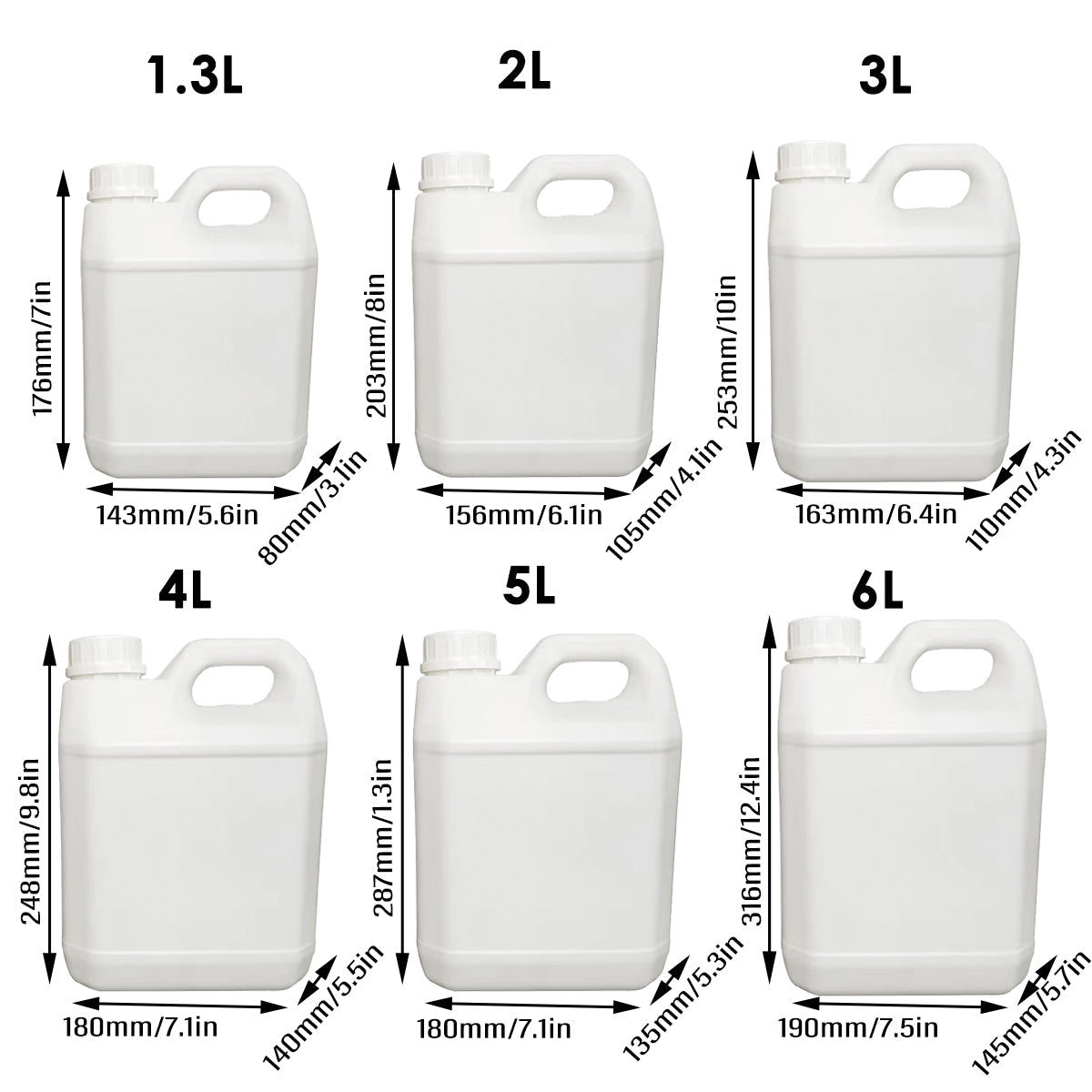 Plastic Square Bucket Storage Container Flat Square Pots 6 Sizes for Home Garden - 2L