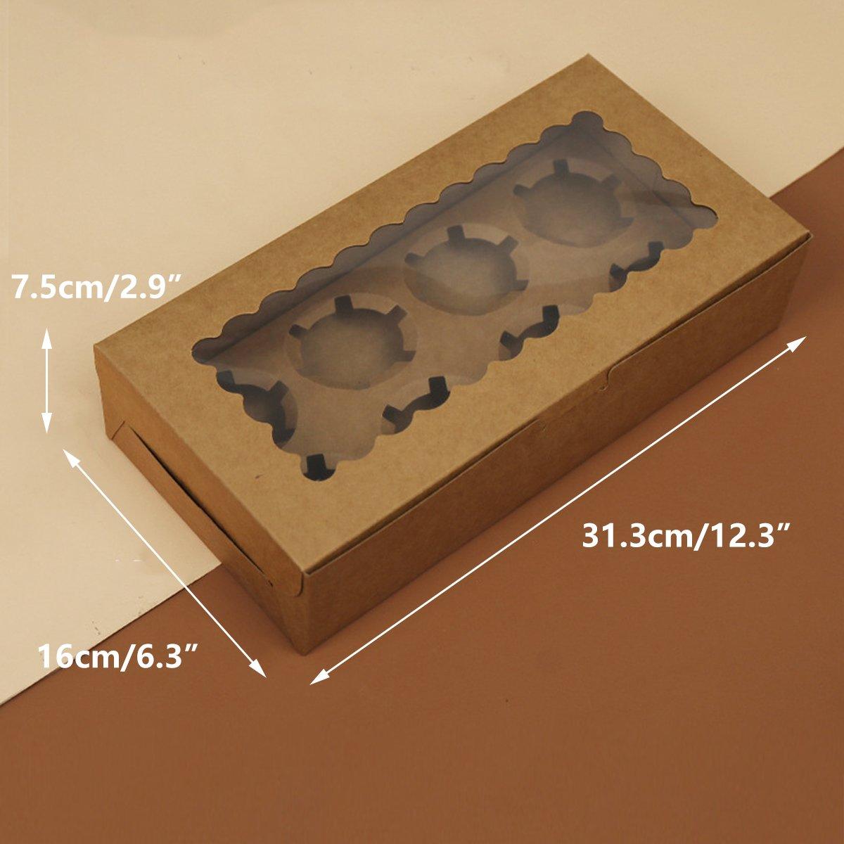25Pcs Paper Cupcake Box with Window for Party Wedding Bakery Gift Packaging - 1 Hole