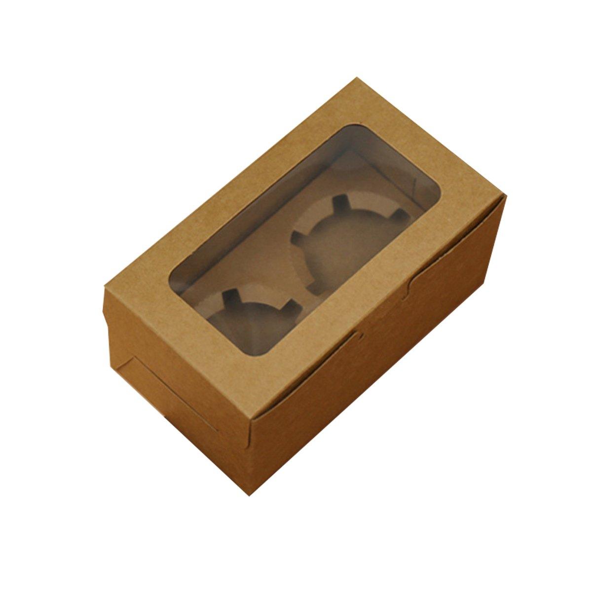 25Pcs Paper Cupcake Box with Window for Party Wedding Bakery Gift Packaging - 1 Hole