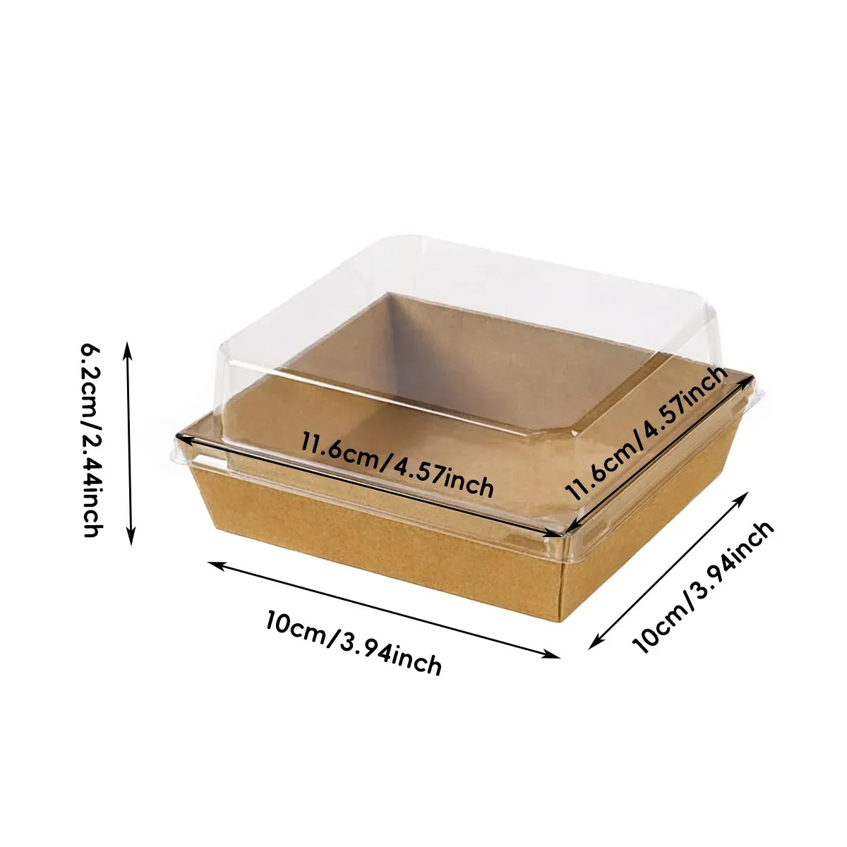 50Pcs Cake Sandwich Takeaway Box Bakery Packaging Outdoor Party Picnic Boxes - White