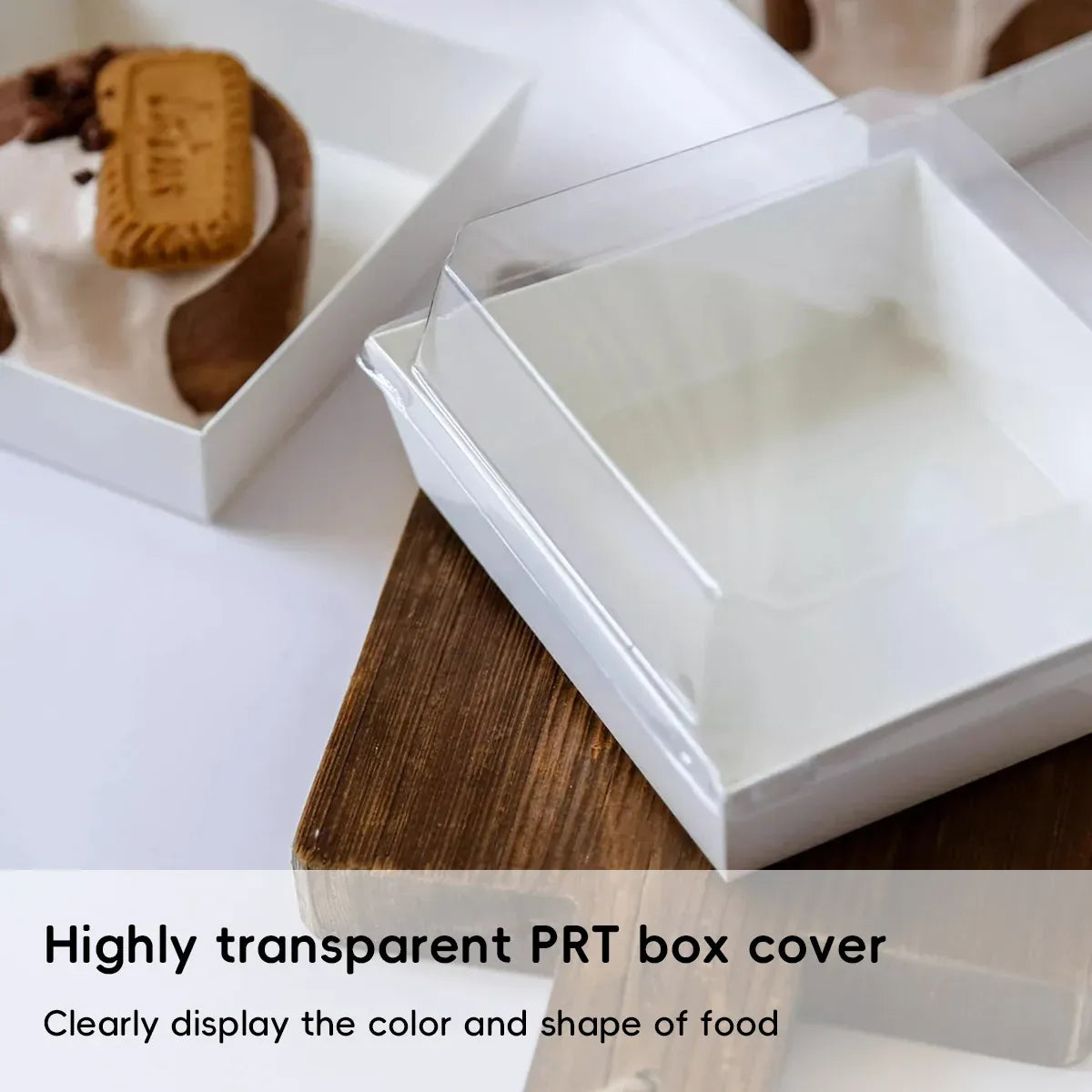 50Pcs Cake Sandwich Takeaway Box Bakery Packaging Outdoor Party Picnic Boxes - White