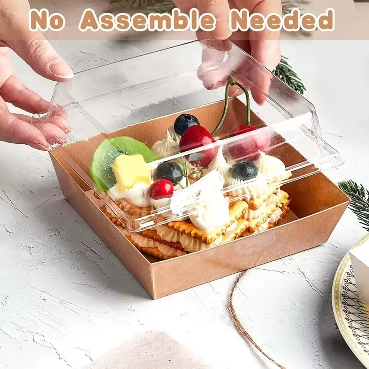 50Pcs Cake Sandwich Takeaway Box Bakery Packaging Outdoor Party Picnic Boxes - White