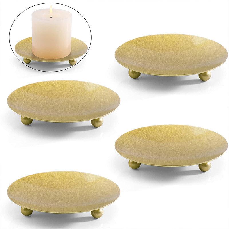 4pcs Iron Plate Candle Holder Aroma Base Tray for Decorative Candle Stand Set - Black