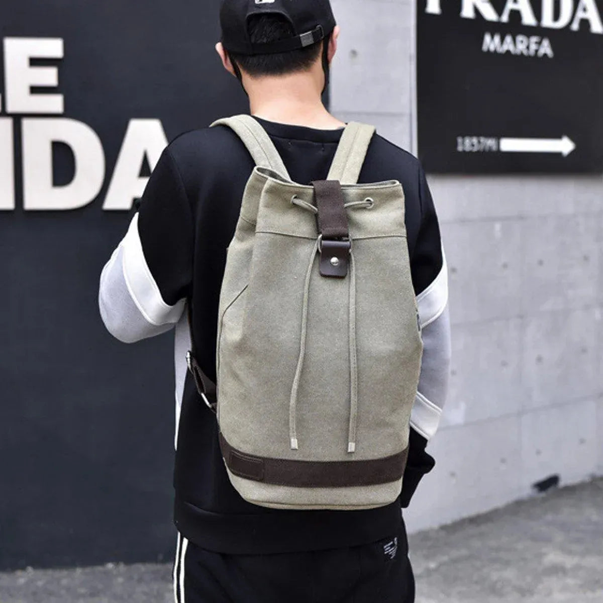 Canvas Sports Backpack Mens Leisure Travel Schoolbag Multi-purpose Backpack