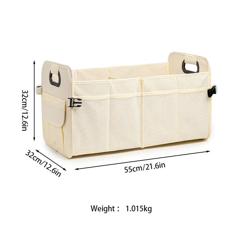 Car Organiser Boot Storage Box Foldable Trunk Organizer for Vehicle Storage - Beige