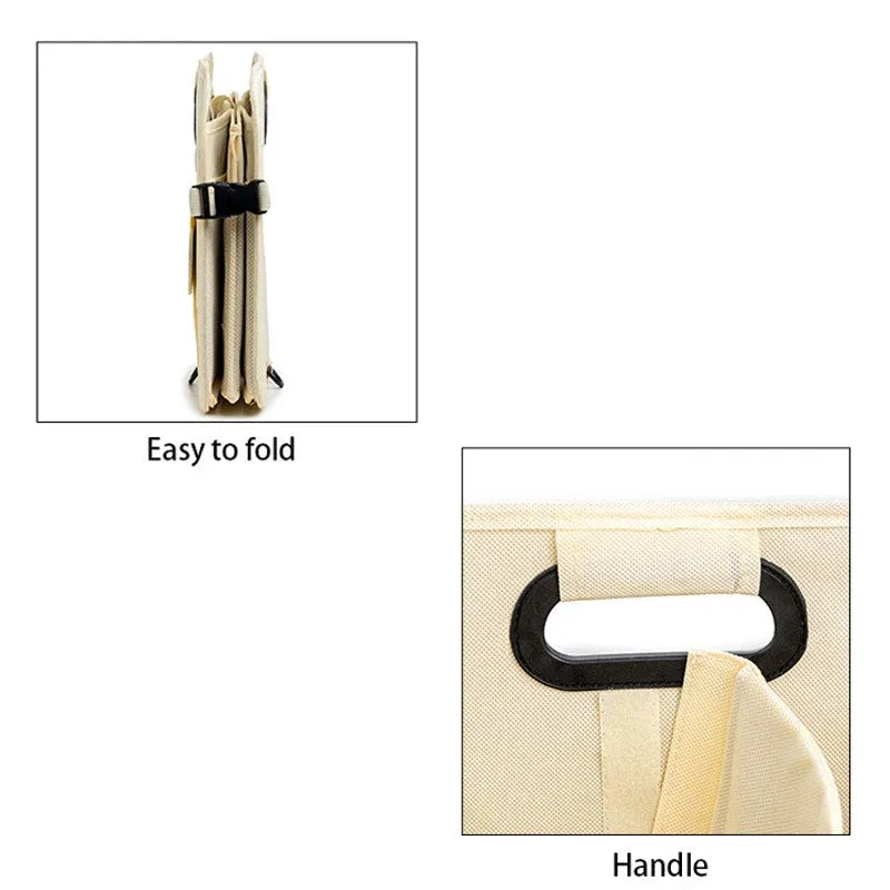 Car Organiser Boot Storage Box Foldable Trunk Organizer for Vehicle Storage - Beige