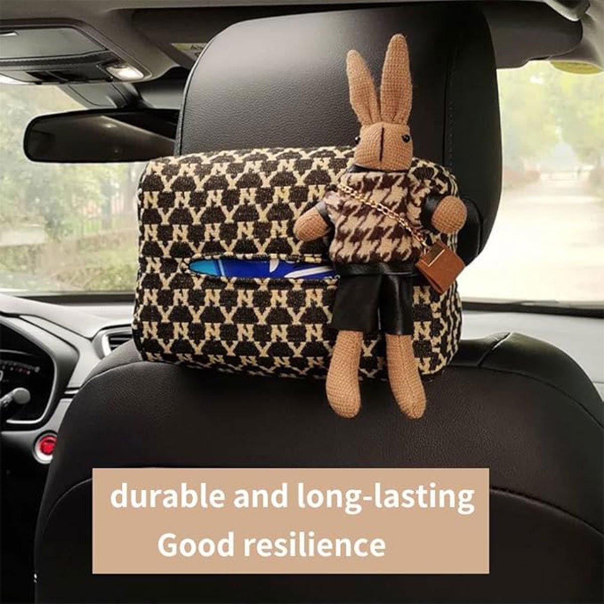 Car Tissue Box Cute Fabric Hanging Box for Car and Living Room Tissue Organizer