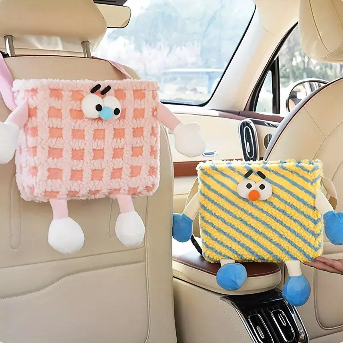 Car Wastebasket Seatback Hanging Storage Bin for Car Trash and Organizing - Orange