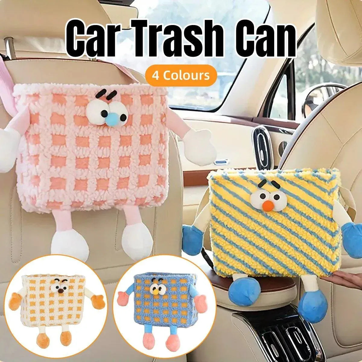 Car Wastebasket Seatback Hanging Storage Bin for Car Trash and Organizing - Pink