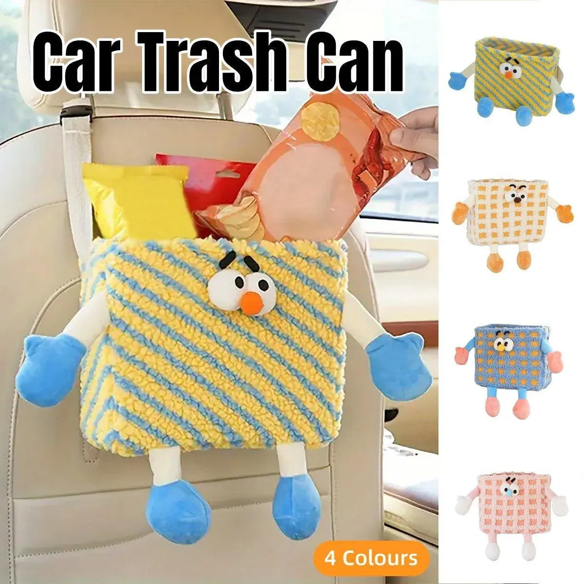 Car Wastebasket Seatback Hanging Storage Bin for Car Trash and Organizing - Yellow