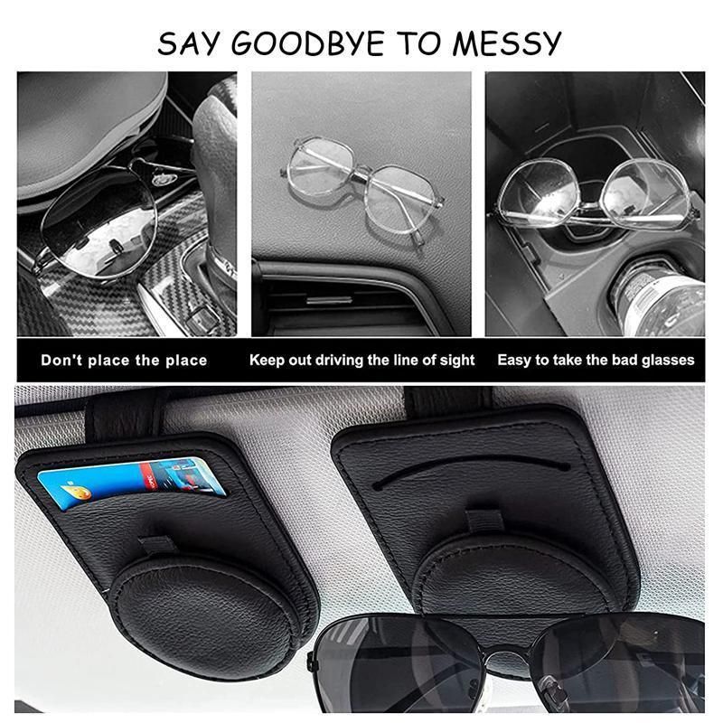 Car Visor Sunglasses Holder Clip with Card Slot for Sun Visor Organiser Storage