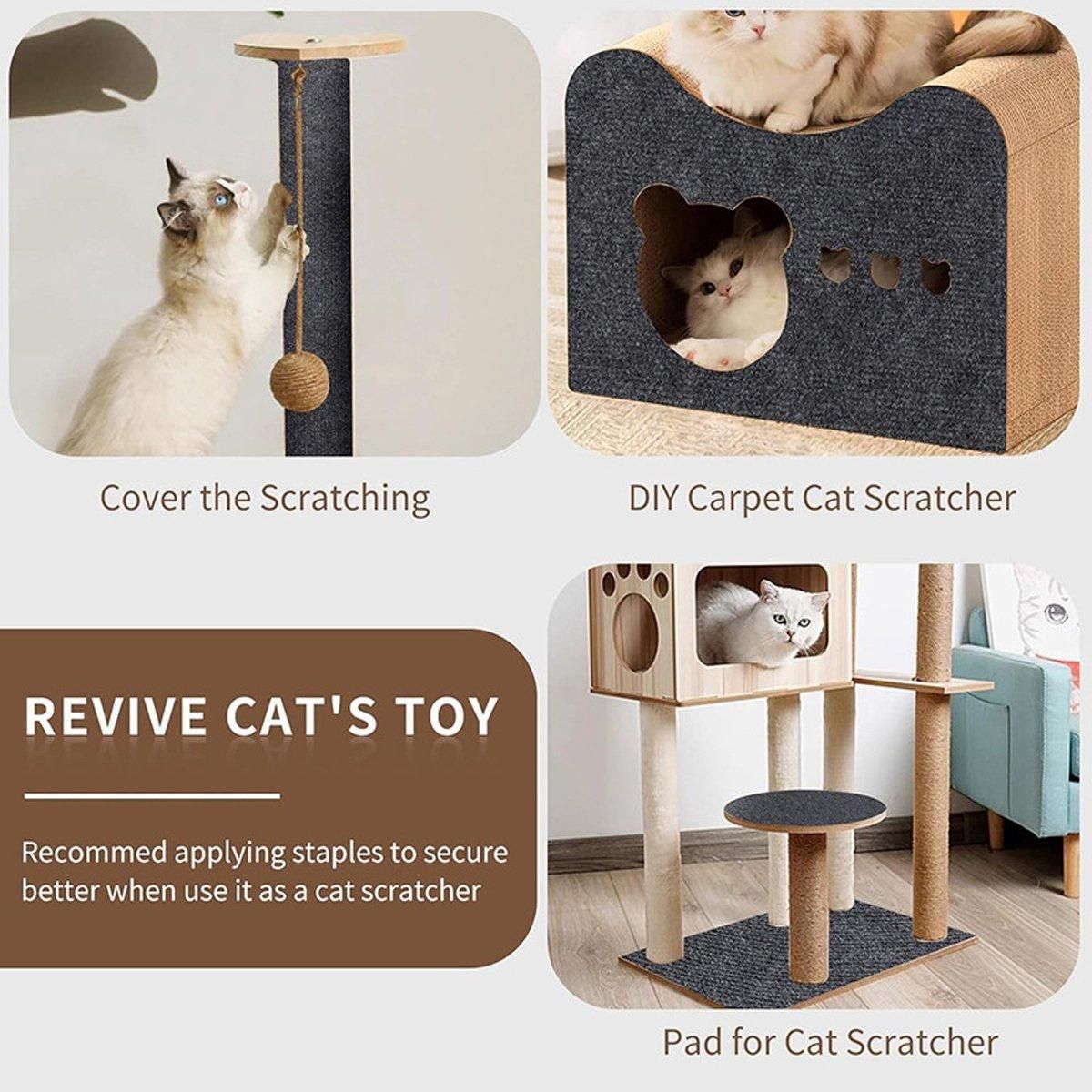 Trimmable Self Adhesive Carpet Pad for Cat Tree Stands Scratching Post Furniture - Dark Grey