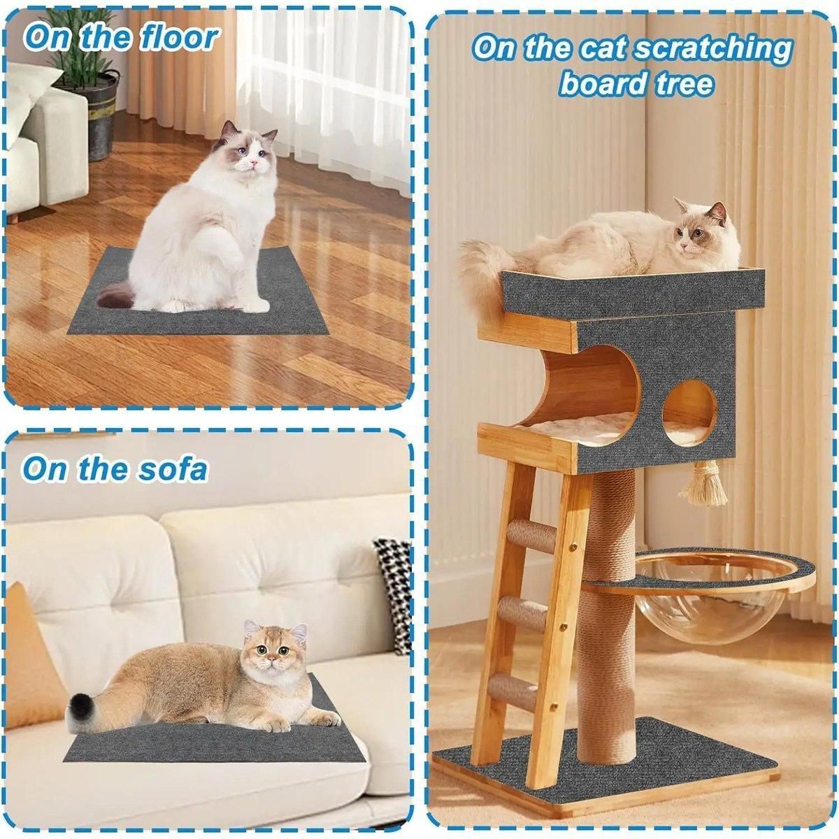 Trimmable Self Adhesive Carpet Pad for Cat Tree Stands Scratching Post Furniture - Dark Grey