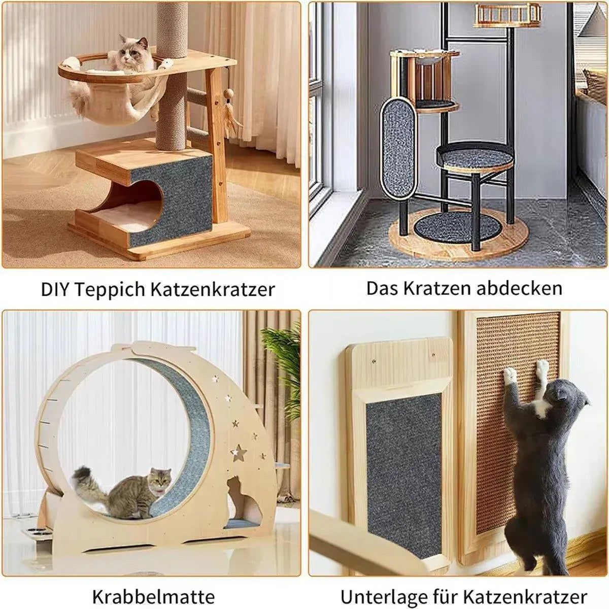 Trimmable Self Adhesive Carpet Pad for Cat Tree Stands Scratching Post Furniture - Khaki
