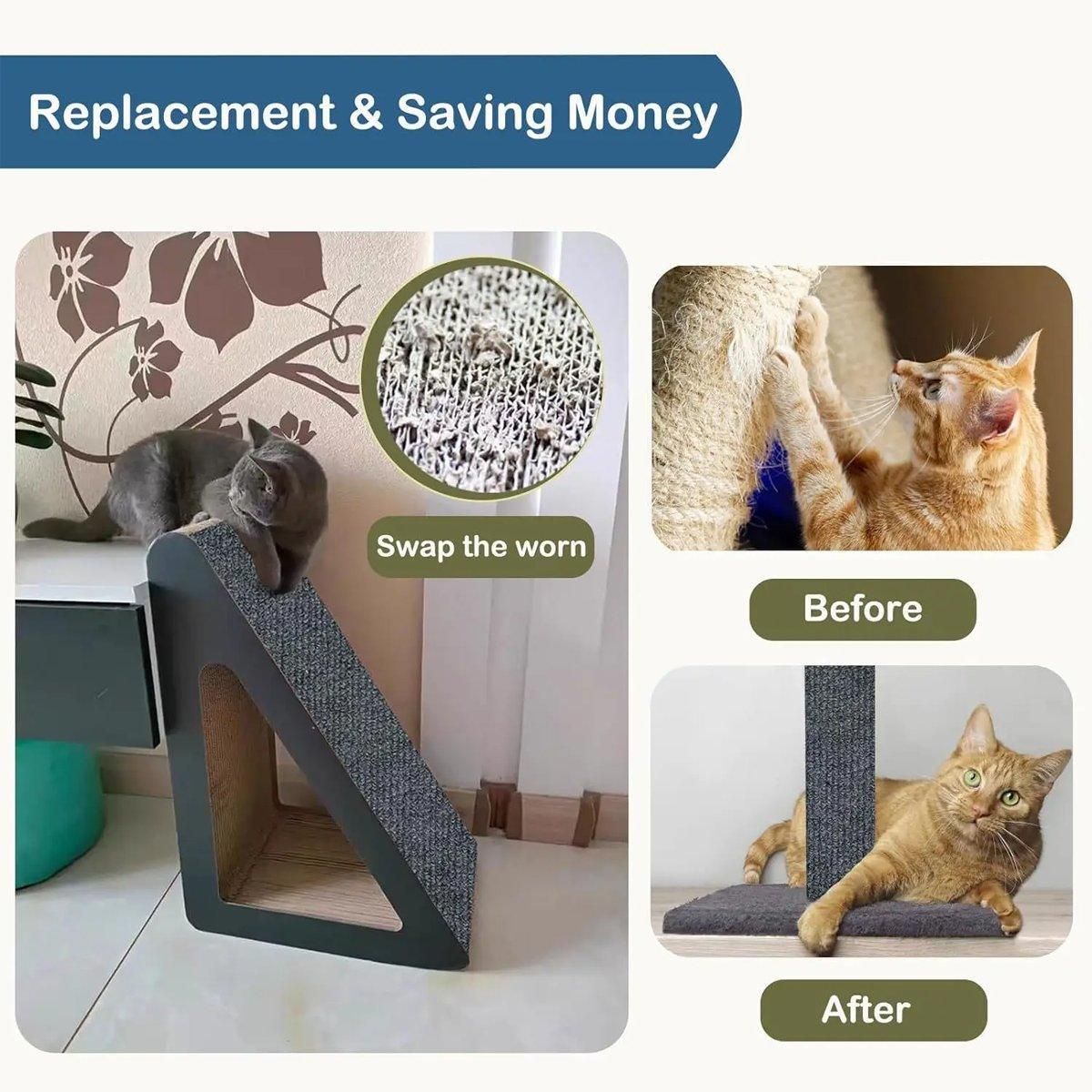 Trimmable Self Adhesive Carpet Pad for Cat Tree Stands Scratching Post Furniture - Khaki