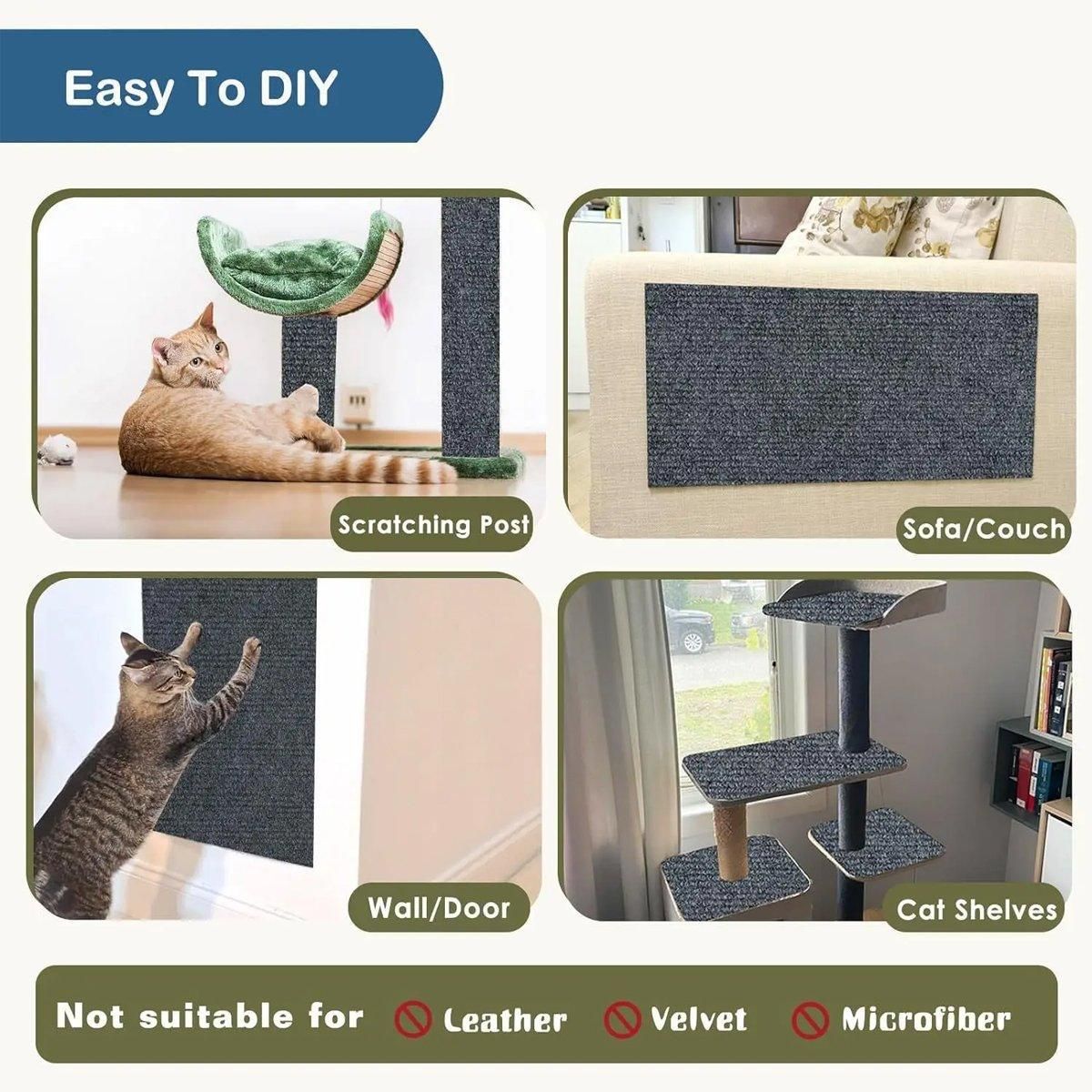 Trimmable Self Adhesive Carpet Pad for Cat Tree Stands Scratching Post Furniture - Light Grey