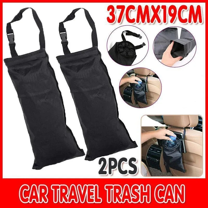 2PCS Car Back Seat Trash Bag Hanging Rubbish Bin Foldable Storage