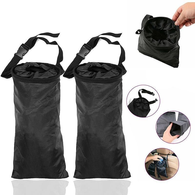 2PCS Car Back Seat Trash Bag Hanging Rubbish Bin Foldable Storage